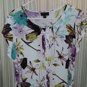 Worthington XL flutter sleeve keyhole top